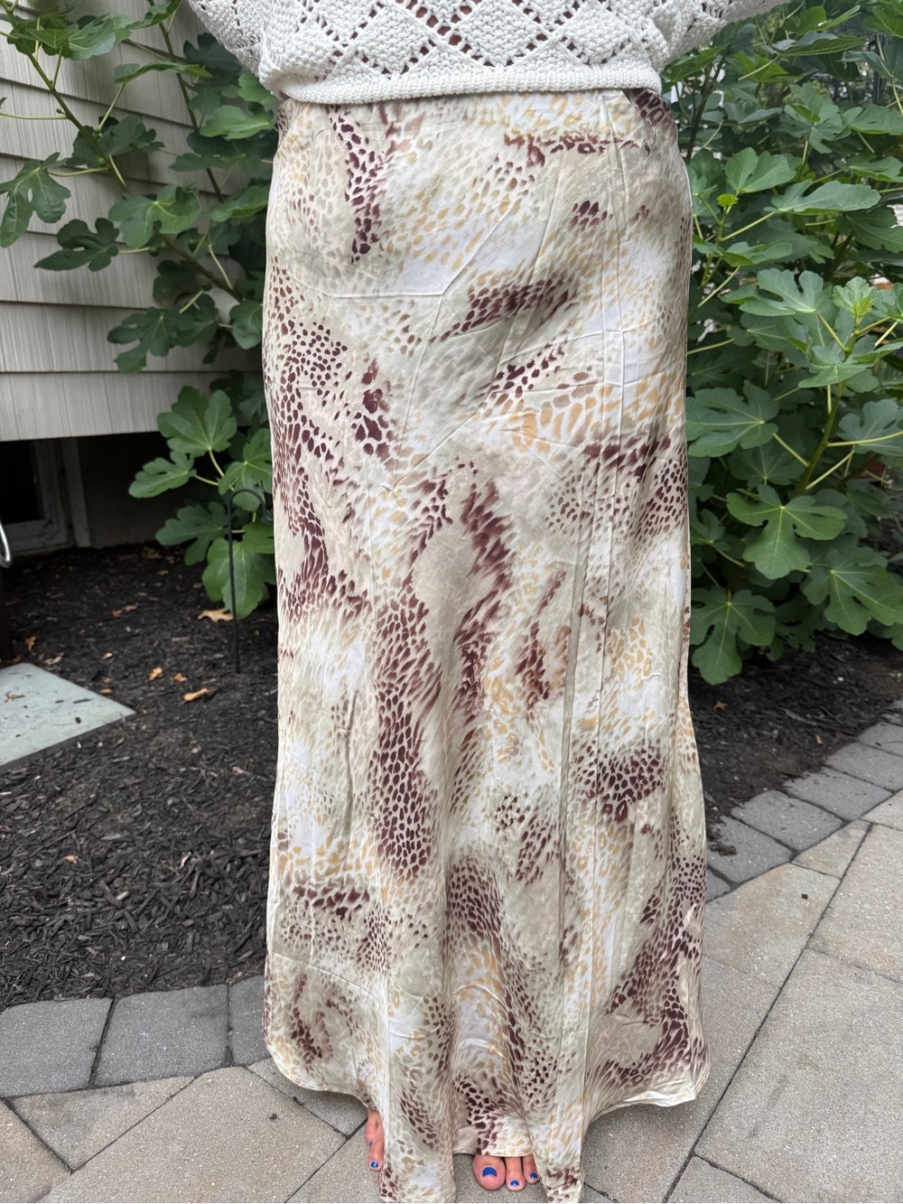 Lucy Paris Cream Maxi Skirt with Brown & Tan Animal Print